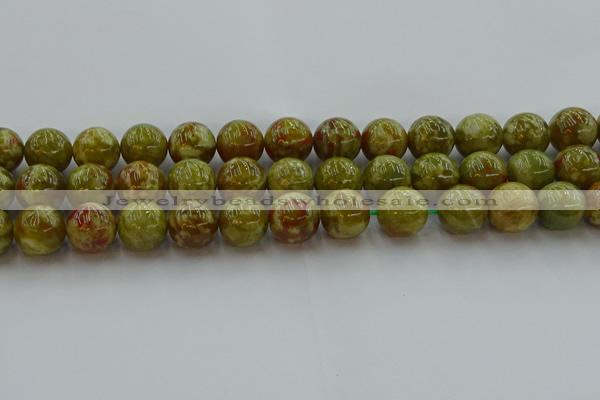 CNS606 15.5 inches 16mm round green dragon serpentine jasper beads