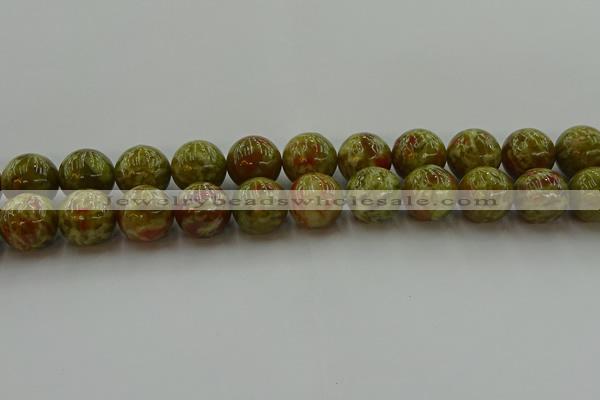 CNS607 15.5 inches 18mm round green dragon serpentine jasper beads