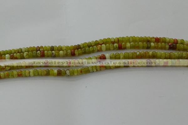 CNS609 15.5 inches 2.5*4mm rondelle green dragon serpentine jasper beads