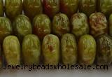 CNS614 15.5 inches 8*14mm rondelle green dragon serpentine jasper beads