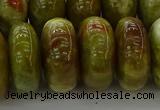 CNS617 15.5 inches 10*20mm rondelle green dragon serpentine jasper beads