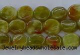 CNS619 15.5 inches 8mm flat round green dragon serpentine jasper beads