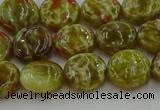 CNS622 15.5 inches 10mm flat round green dragon serpentine jasper beads