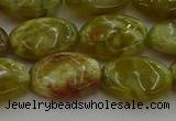 CNS633 15.5 inches 13*18mm oval green dragon serpentine jasper beads