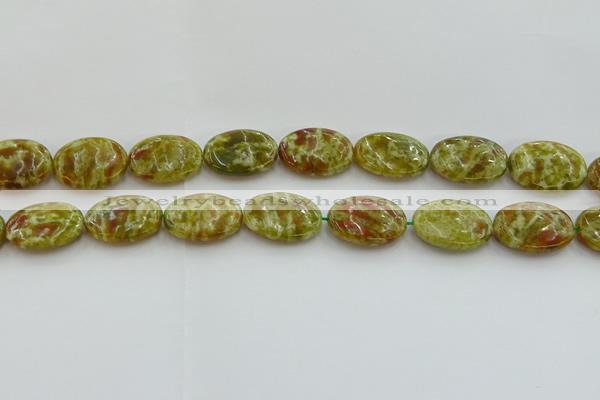 CNS634 15.5 inches 15*20mm oval green dragon serpentine jasper beads