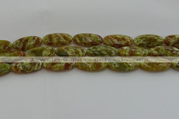 CNS636 15.5 inches 15*30mm oval green dragon serpentine jasper beads