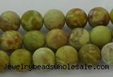 CNS651 15.5 inches 8mm round matte green dragon serpentine jasper beads