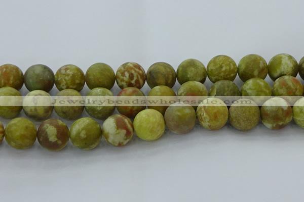 CNS657 15.5 inches 20mm round matte green dragon serpentine jasper beads