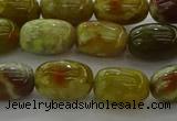 CNS661 15.5 inches 8*12mm drum green dragon serpentine jasper beads