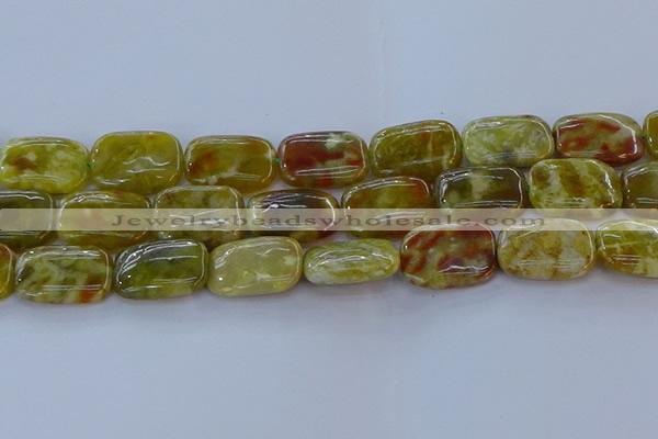 CNS674 15.5 inches 18*25mm rectangle green dragon serpentine jasper beads