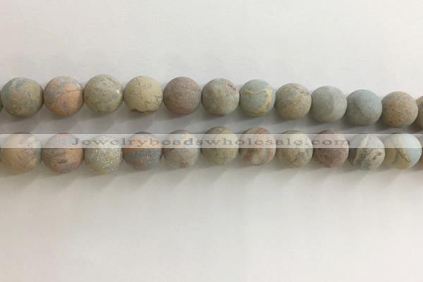 CNS709 15.5 inches 10mm round matte serpentine jasper beads