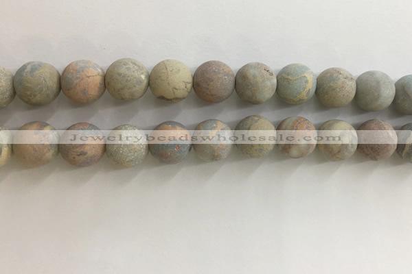 CNS710 15.5 inches 12mm round matte serpentine jasper beads