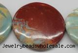 CNS88 15.5 inches 55mm flat round natural serpentine jasper beads