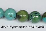 CNT06 16 inches 14mm round natural turquoise beads wholesale