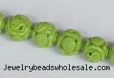 CNT08 16 inches 12mm carved round natural turquoise beads wholesale