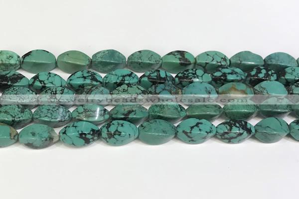 CNT513 15.5 inches 8*15mm twisted rice turquoise gemstone beads