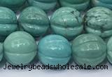 CNT540 15.5 inches 10mm carved round turquoise gemstone beads