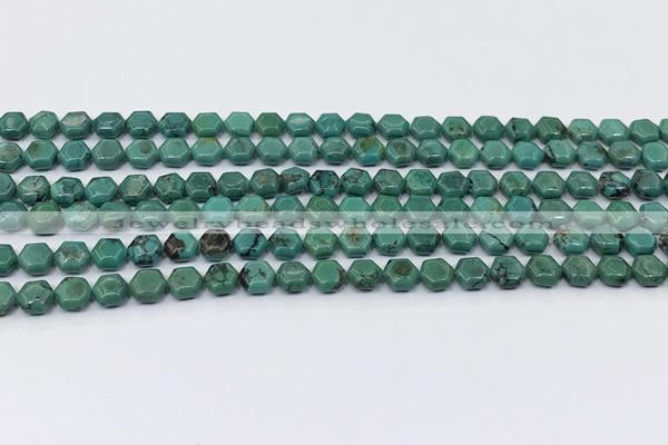 CNT548 15.5 inches 6mm hexagon turquoise gemstone beads