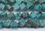 CNT555 15.5 inches 4mm cube turquoise gemstone beads