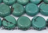 CNT560 15.5 inches 10mm flat round turquoise gemstone beads