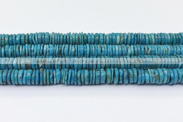 CNT570 15.5 inches 2.5*10mm - 4*10mm disk turquoise gemstone beads