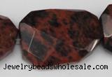 COB104 30*40mm twisted & faceted rectangle mahogany obsidian beads