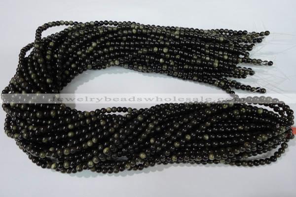 COB251 15.5 inches 4mm round golden obsidian beads wholesale