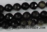 COB265 15.5 inches 10mm faceted round golden obsidian beads