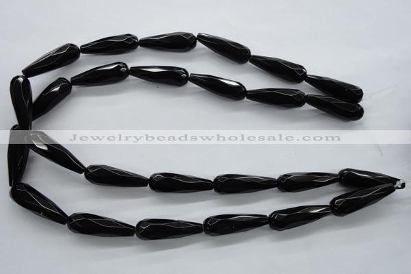 COB380 15.5 inches 10*30mm faceted teardrop black obsidian beads