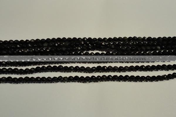 COB450 15.5 inches 4mm faceted round black obsidian beads