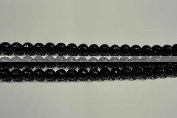 COB452 15.5 inches 8mm faceted round black obsidian beads