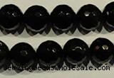 COB454 15.5 inches 12mm faceted round black obsidian beads