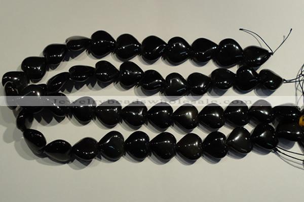 COB469 15.5 inches 14*14mm heart black obsidian beads wholesale