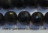 COB473 15.5 inches 6mm faceted round matte black obsidian beads