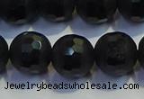 COB474 15.5 inches 8mm faceted round matte black obsidian beads