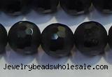 COB475 15.5 inches 10mm faceted round matte black obsidian beads