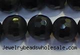 COB476 15.5 inches 12mm faceted round matte black obsidian beads