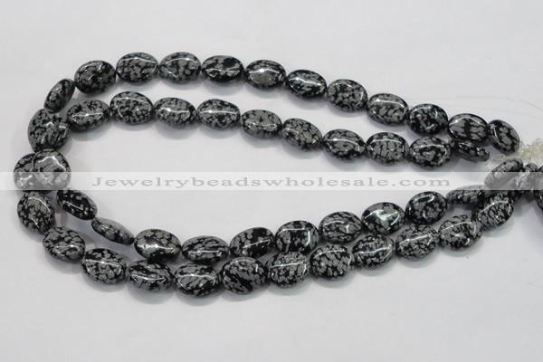 COB55 15.5 inches 12*16mm oval Chinese snowflake obsidian beads