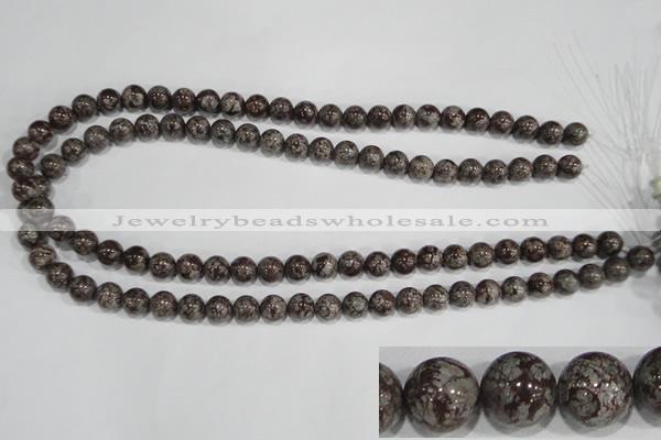 COB552 15.5 inches 8mm round red snowflake obsidian beads wholesale