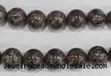 COB554 15.5 inches 12mm round red snowflake obsidian beads wholesale