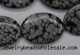 COB56 15.5 inches 22*30mm oval Chinese snowflake obsidian beads