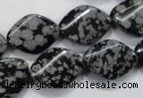 COB57 15.5 inches 15*20mm twisted oval Chinese snowflake obsidian beads