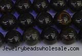 COB652 15.5 inches 8mm round gold black obsidian beads wholesale