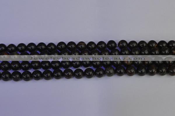 COB652 15.5 inches 8mm round gold black obsidian beads wholesale