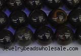 COB653 15.5 inches 10mm round gold black obsidian beads wholesale