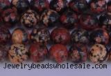 COB661 15.5 inches 6mm round red snowflake obsidian beads