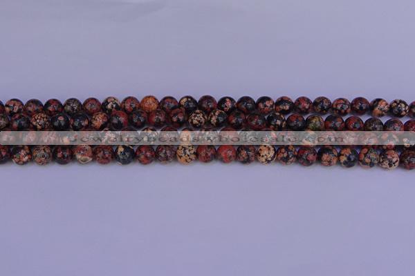 COB661 15.5 inches 6mm round red snowflake obsidian beads