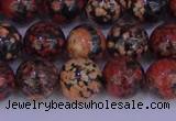 COB664 15.5 inches 12mm round red snowflake obsidian beads