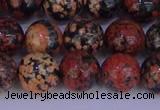 COB665 15.5 inches 14mm round red snowflake obsidian beads