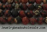 COB671 15.5 inches 6mm round matte red snowflake obsidian beads